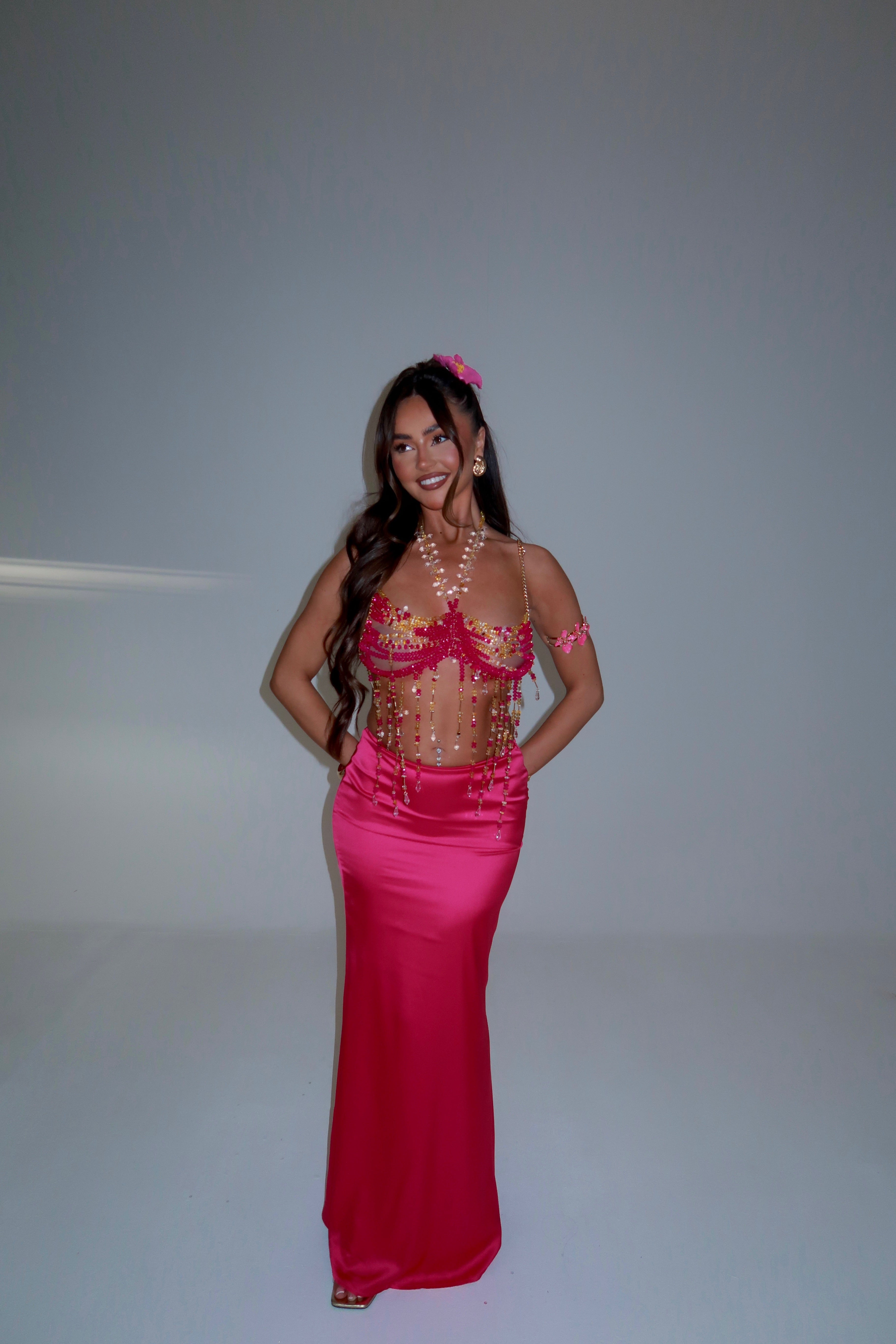 MOANA BEADED HALTER NECK CROP TOP