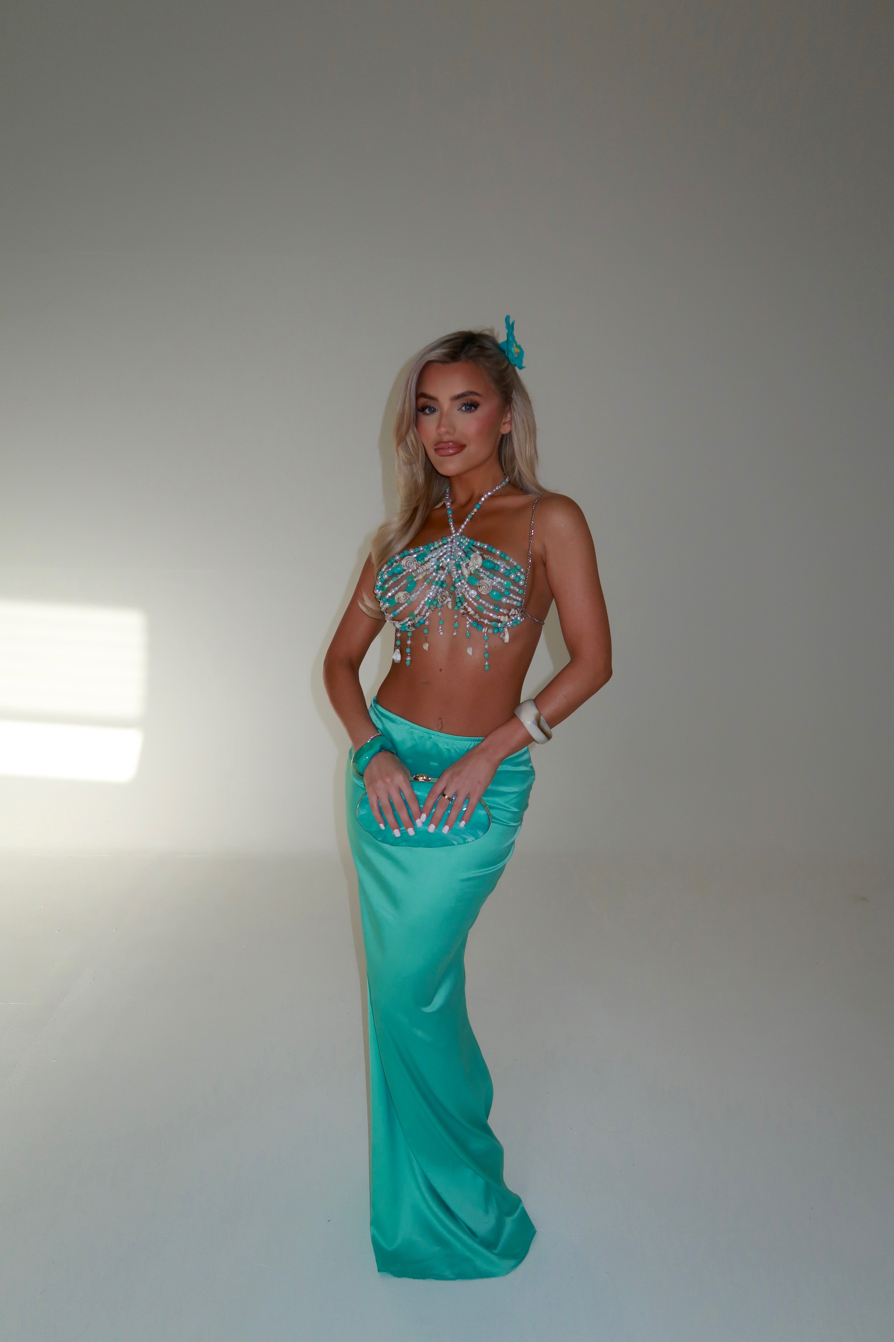 ARIEL BEADED HALTER NECK CROP TOP