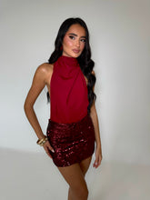 Load image into Gallery viewer, EXCLUSIVE DESIGN: CELESTE SEQUIN BACKLESS MINI DRESS (BURGUNDY)
