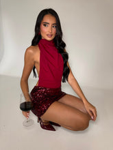 Load image into Gallery viewer, EXCLUSIVE DESIGN: CELESTE SEQUIN BACKLESS MINI DRESS (BURGUNDY)
