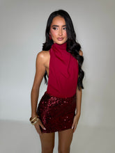 Load image into Gallery viewer, EXCLUSIVE DESIGN: CELESTE SEQUIN BACKLESS MINI DRESS (BURGUNDY)
