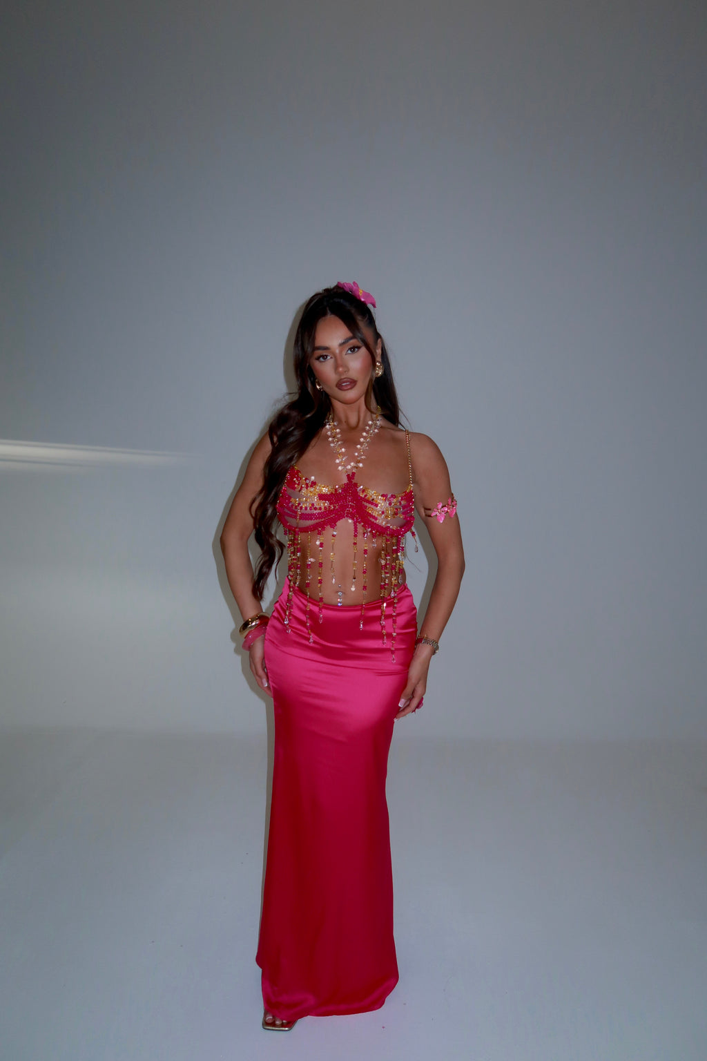 MOANA BEADED HALTER NECK CROP TOP
