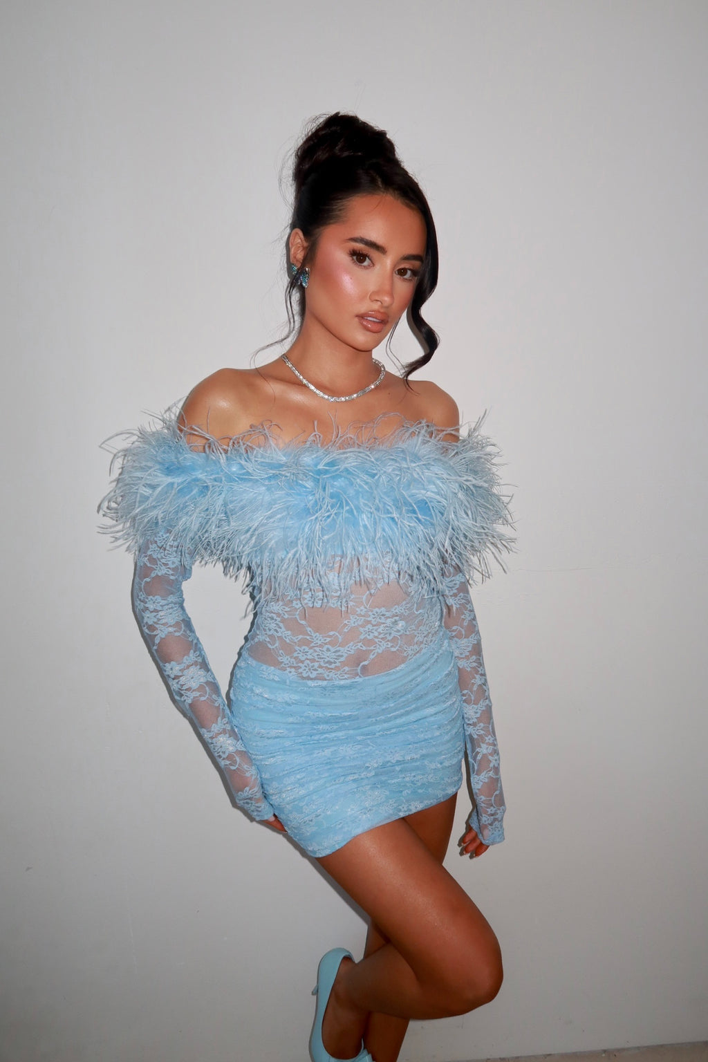 EXCLUSIVE DESIGN: ESMÉ LACE MINI DRESS (BABY BLUE)