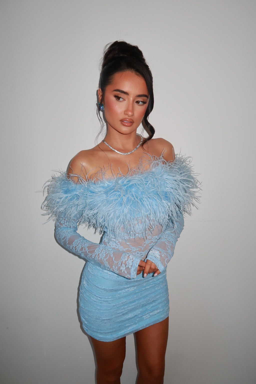 EXCLUSIVE DESIGN: ESMÉ LACE MINI DRESS (BABY BLUE)