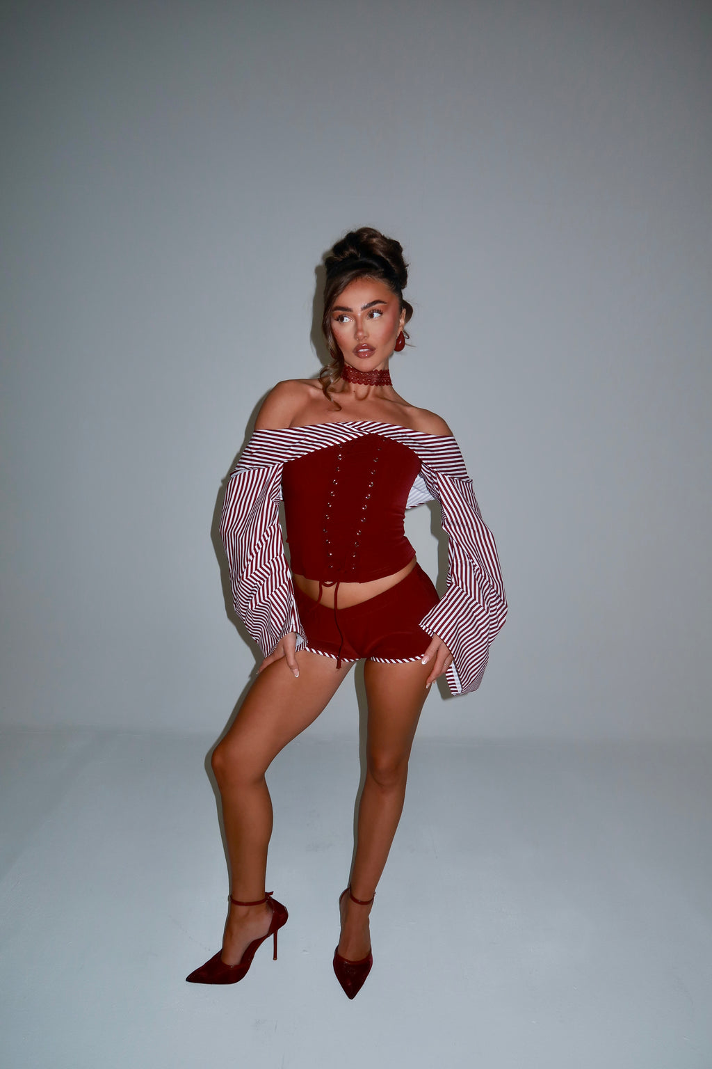 EXCLUSIVE DESIGN: BRIDGET CO-ORD & CHOKER (WINE)