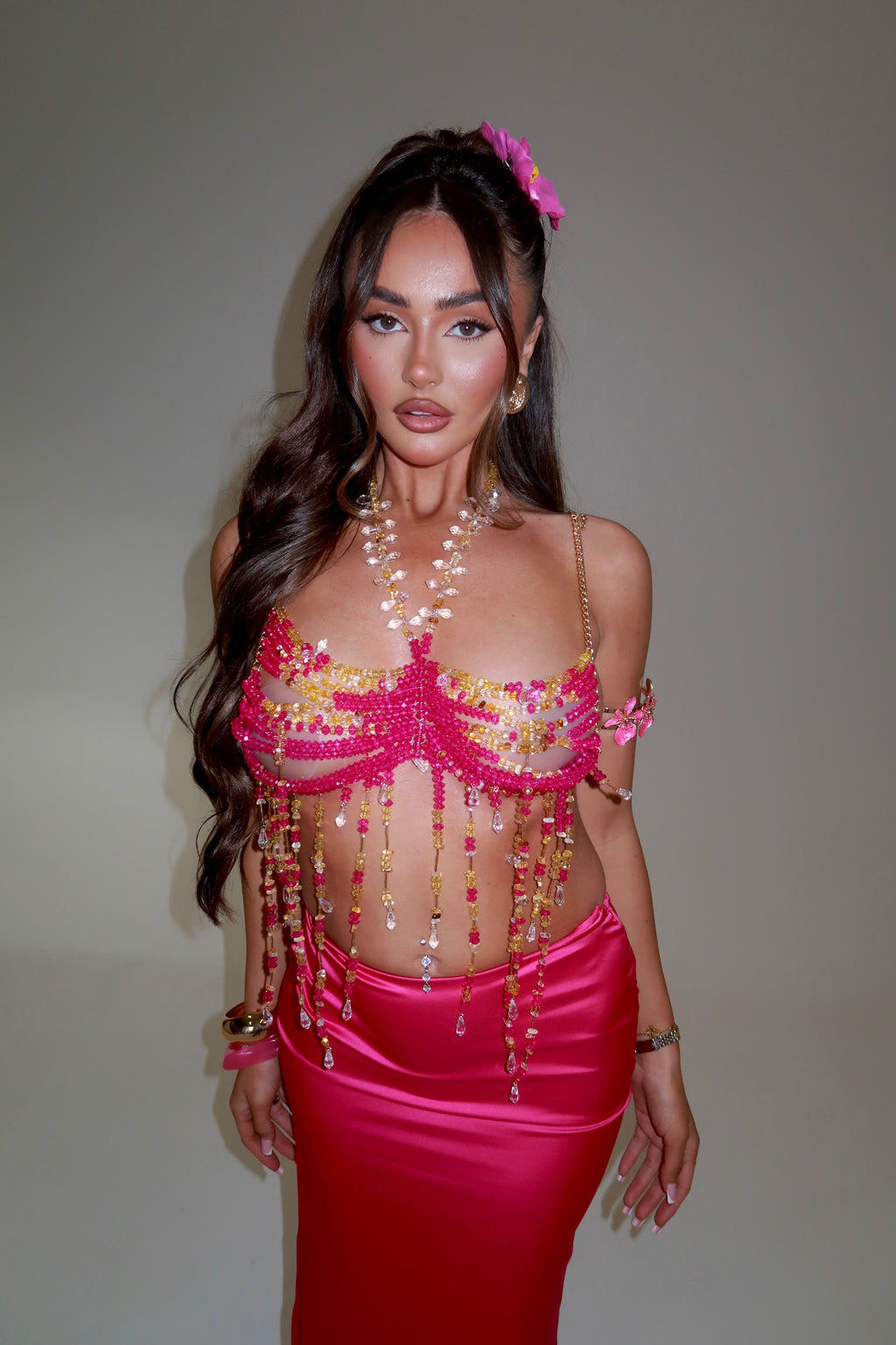 MOANA BEADED HALTER NECK CROP TOP