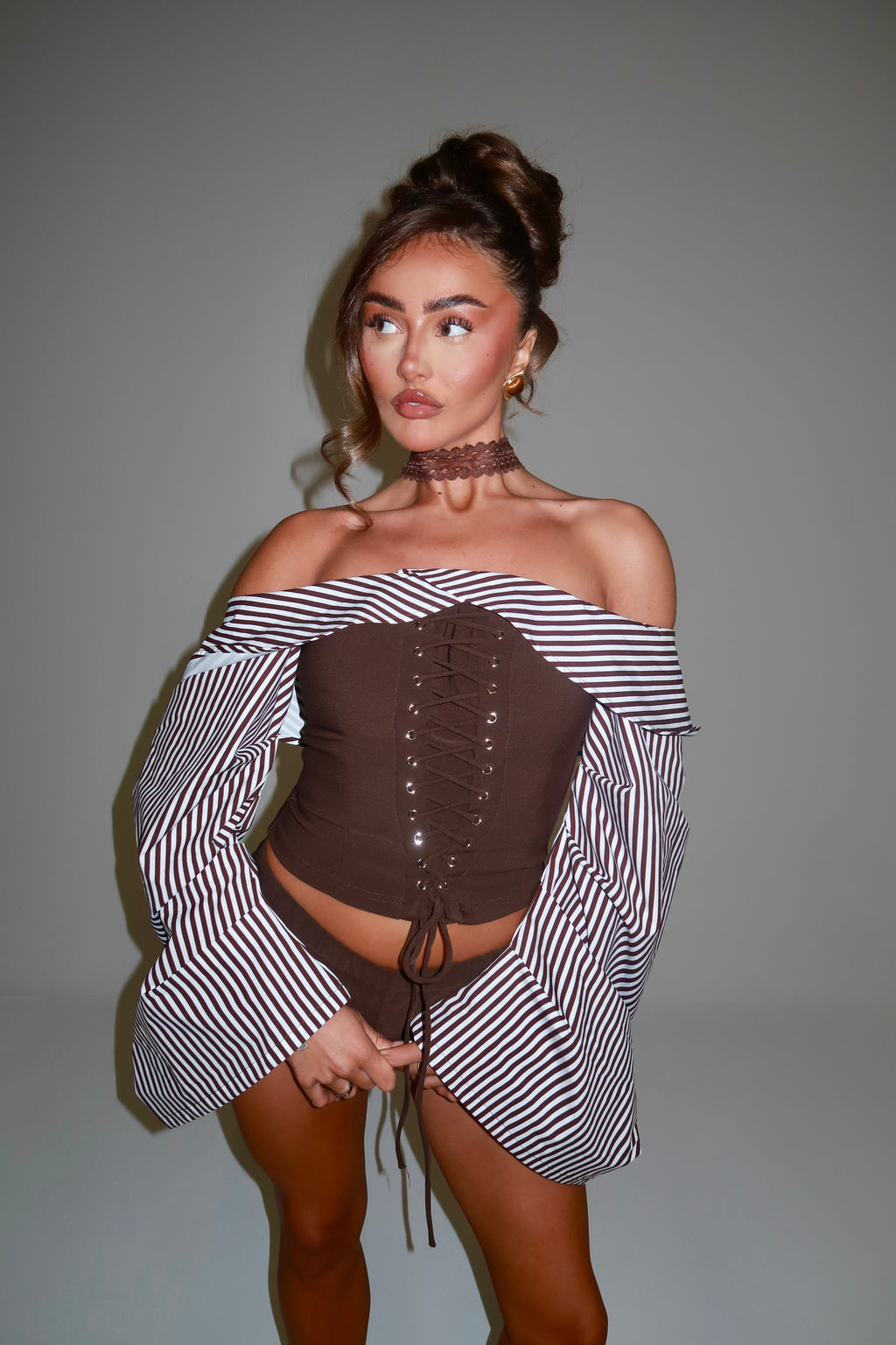EXCLUSIVE DESIGN: BRIDGET CO-ORD & CHOKER (CHOCOLATE)