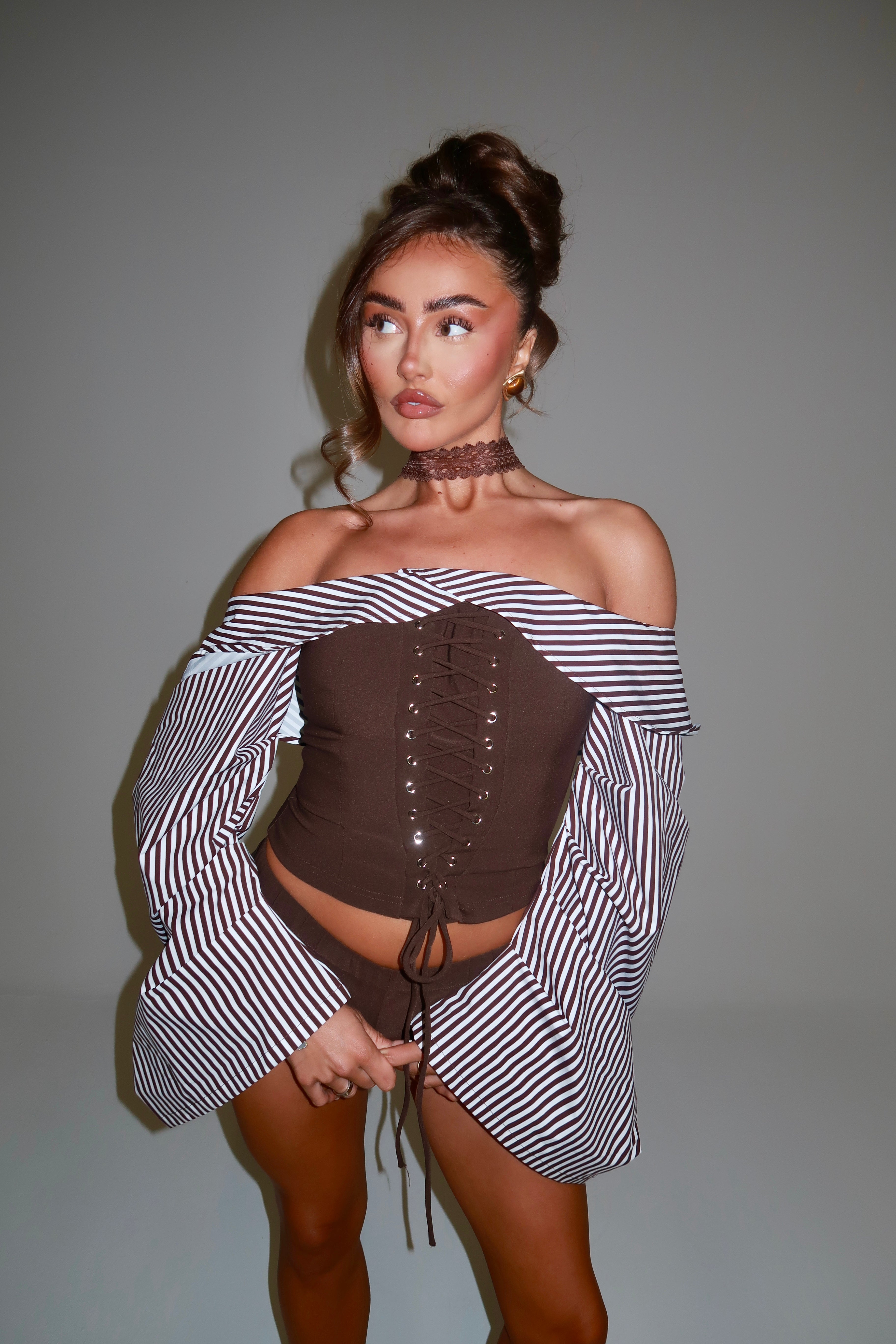 EXCLUSIVE DESIGN: BRIDGET CO-ORD & CHOKER (CHOCOLATE)