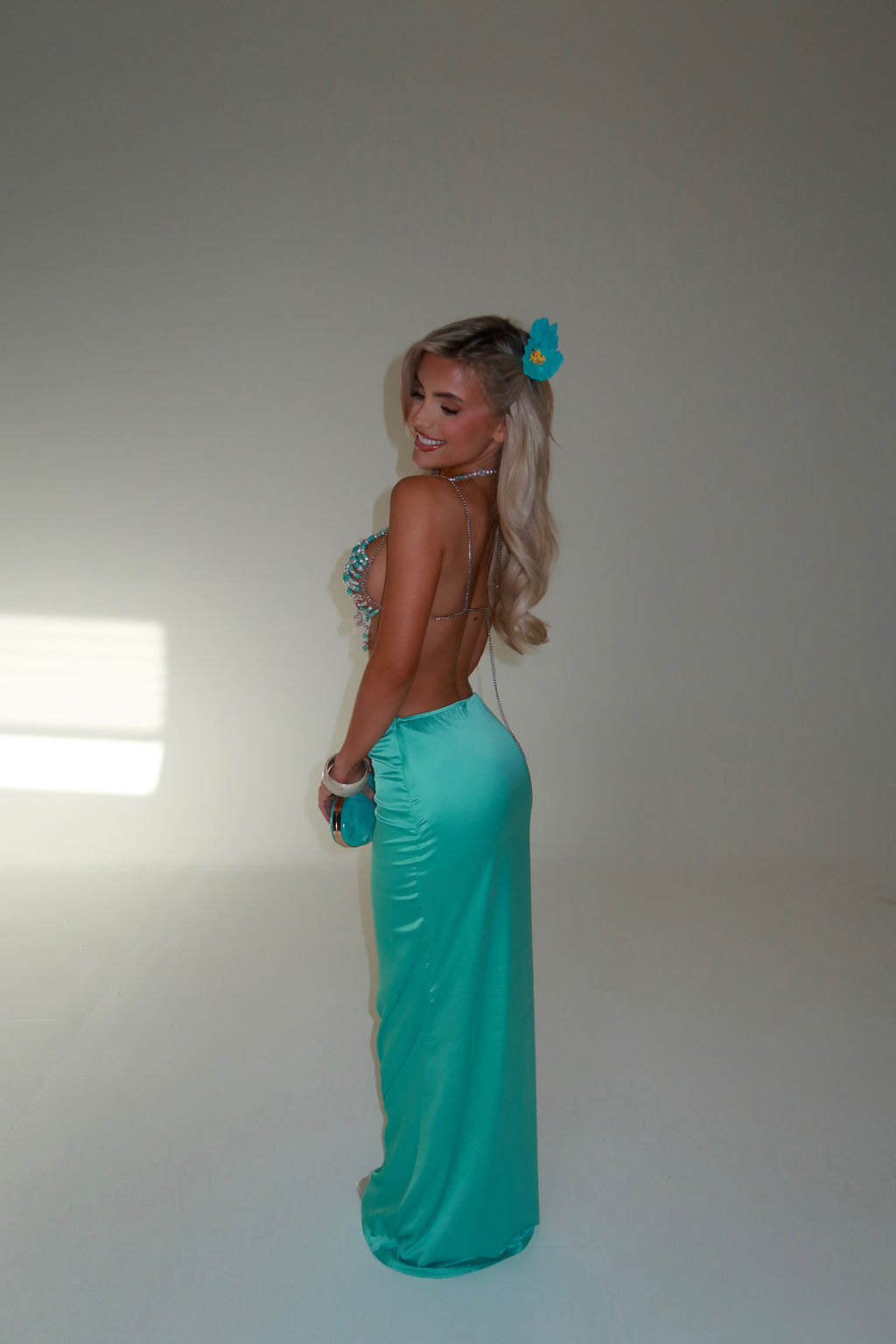 ARIEL SATIN MAXI SKIRT | TEAL