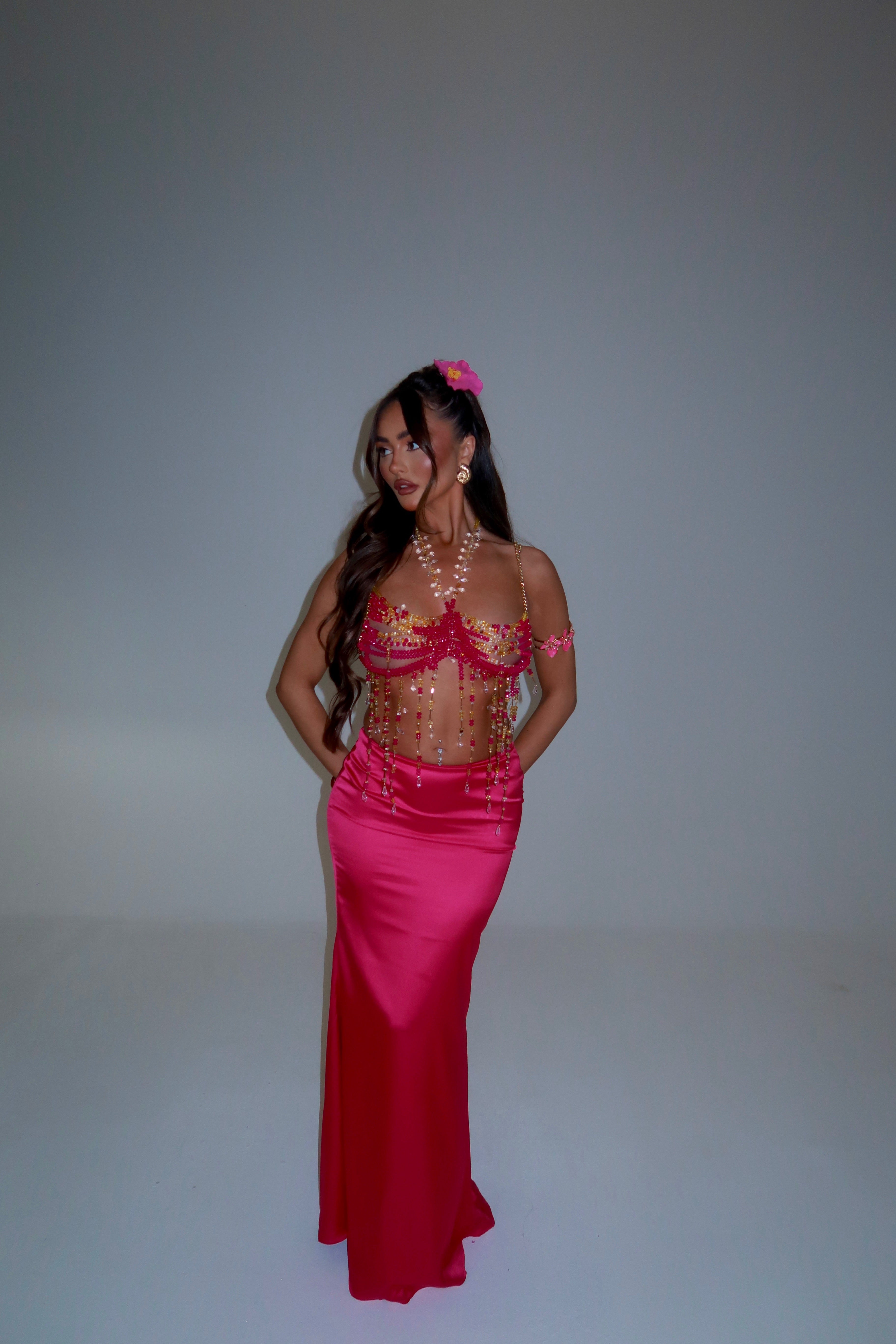 MOANA BEADED HALTER NECK CROP TOP