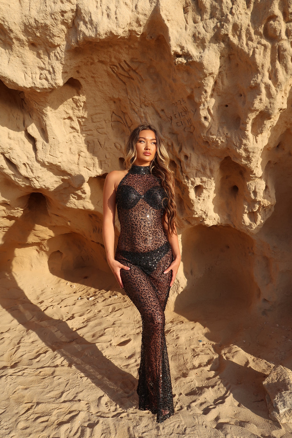 EXCLUSIVE DESIGN: GOLDEN HOUR SEQUIN MAXI DRESS (BLACK)