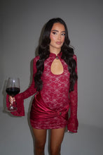 Load image into Gallery viewer, EXCLUSIVE DESIGN: CLEOPATRA LACE DRESS (BURGUNDY)
