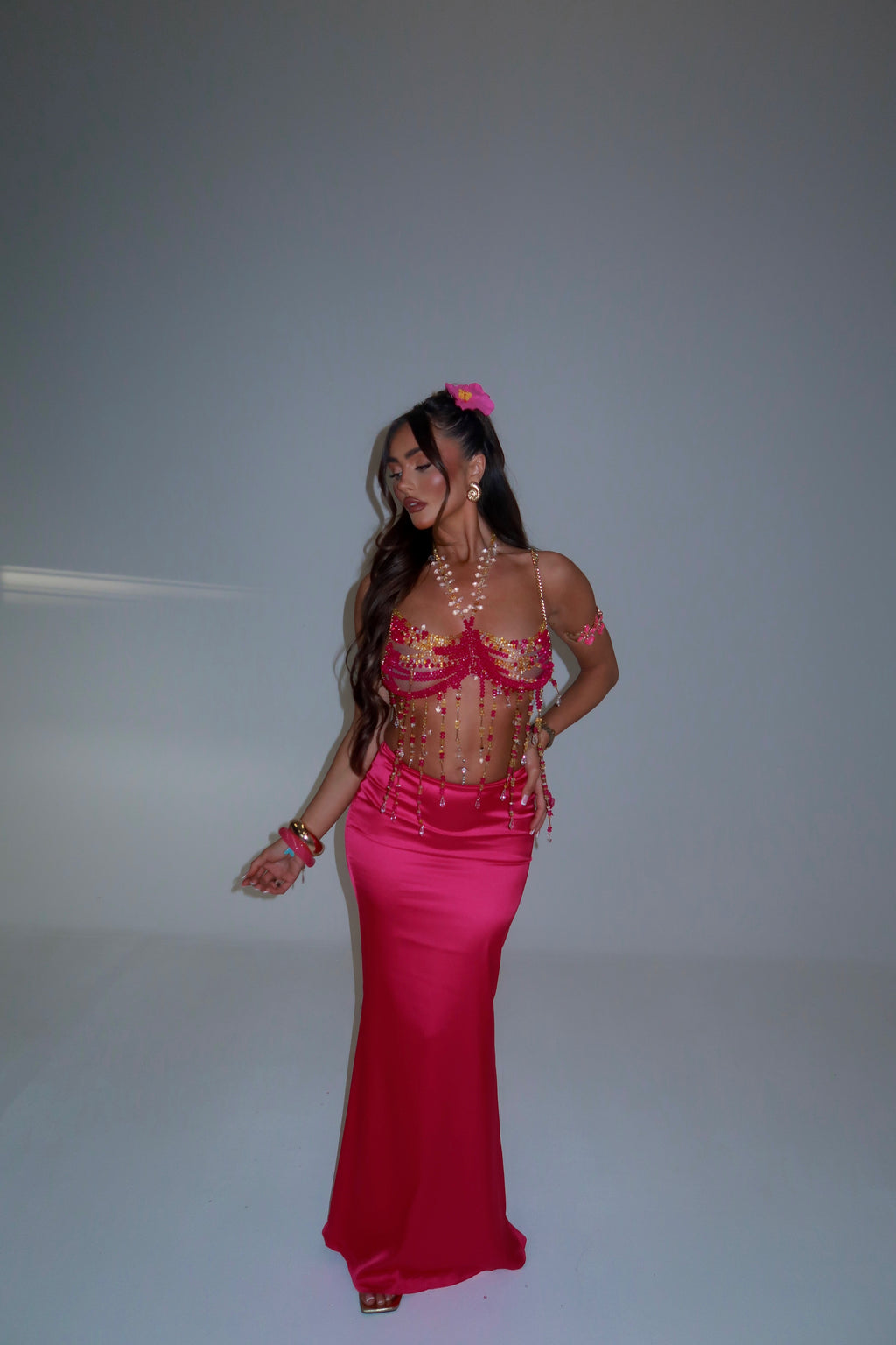 MOANA BEADED HALTER NECK CROP TOP