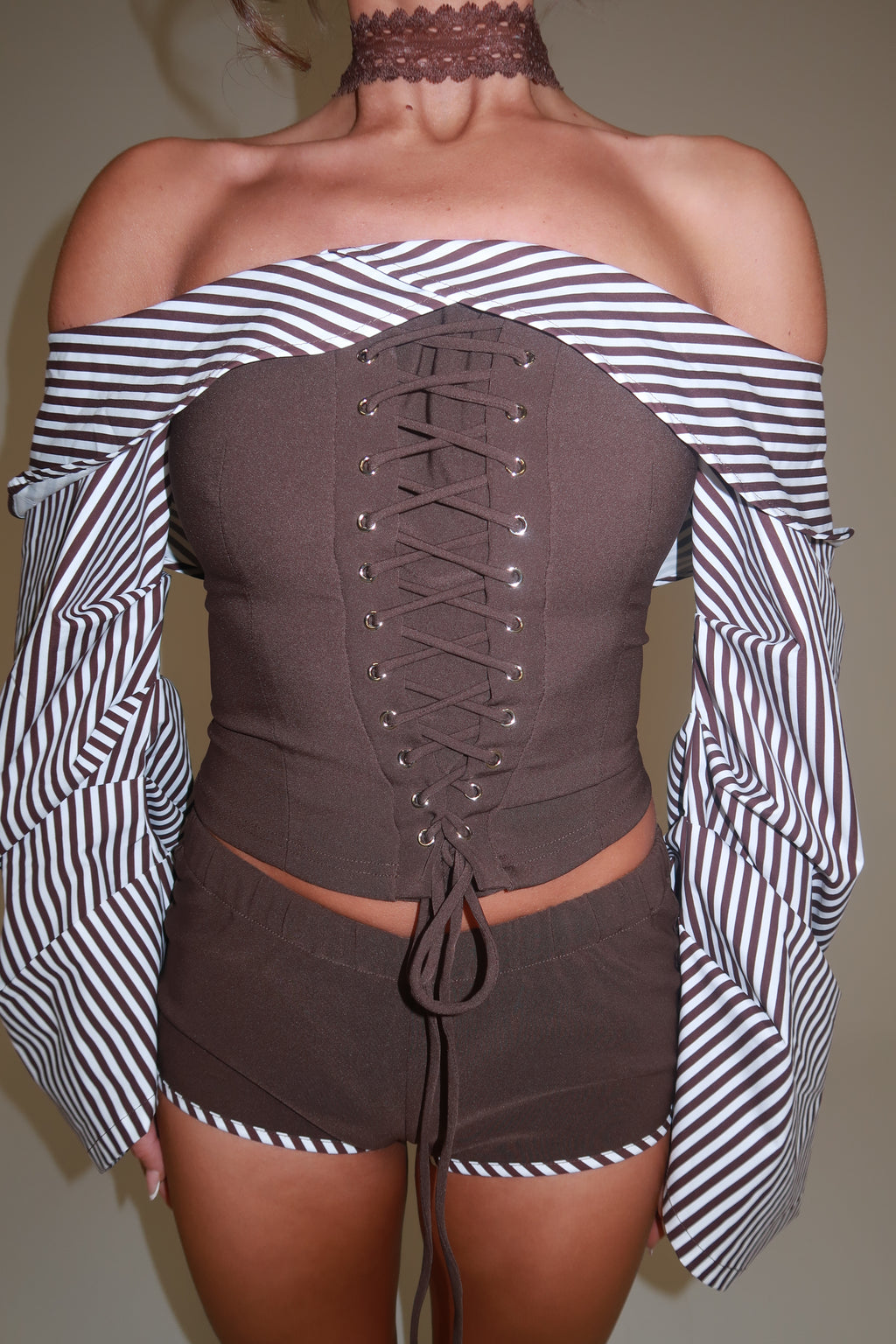 EXCLUSIVE DESIGN: BRIDGET CO-ORD & CHOKER (CHOCOLATE)